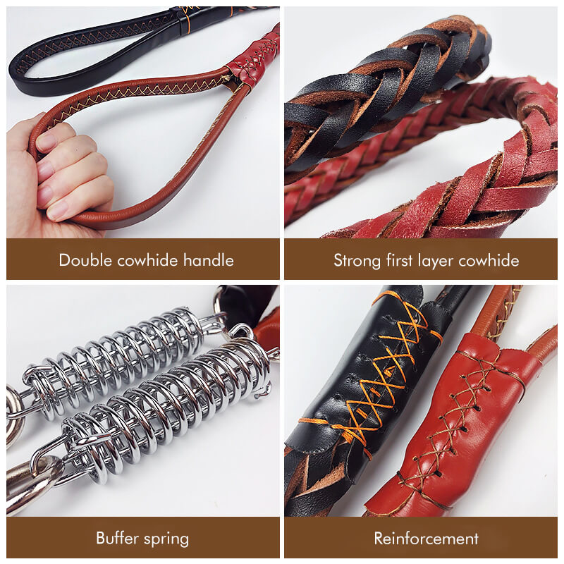 Dog Cowhide Traction Rope with Collar 11