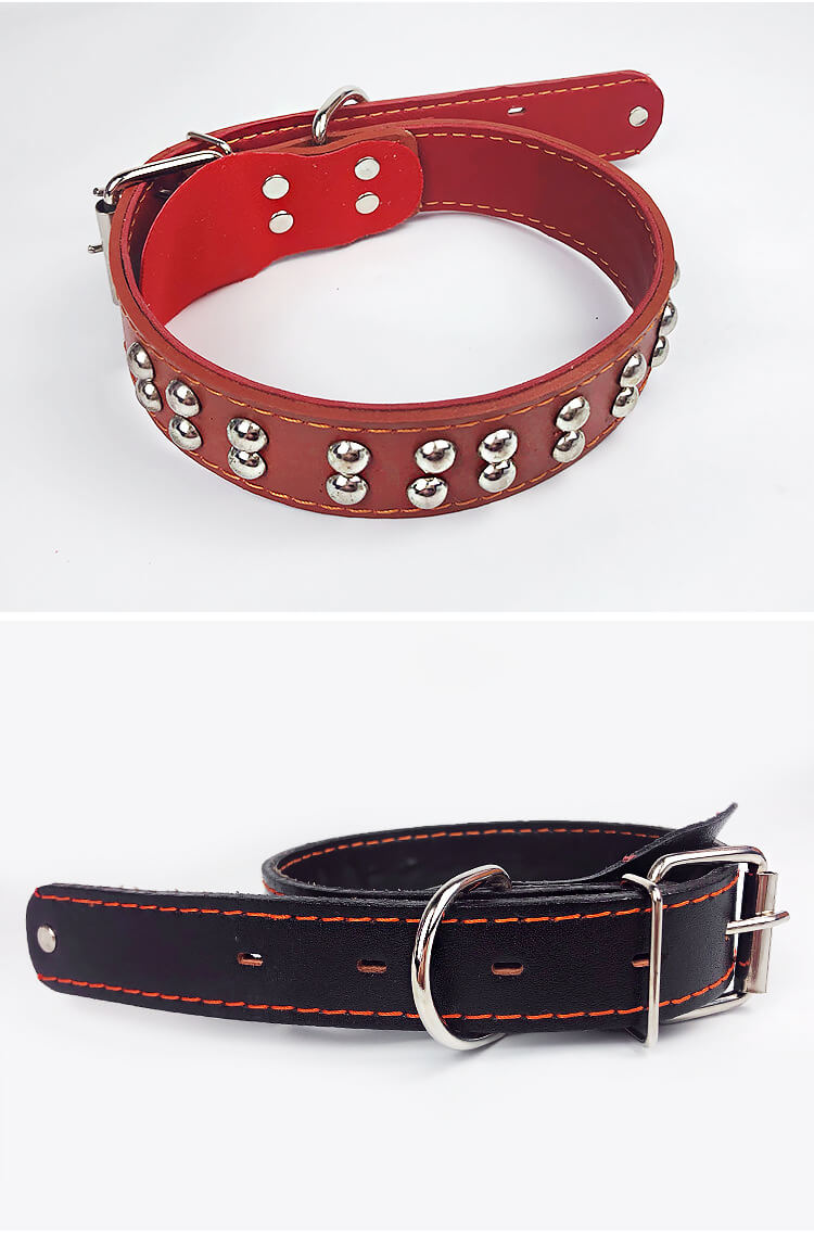 Dog Cowhide Traction Rope with Collar 8