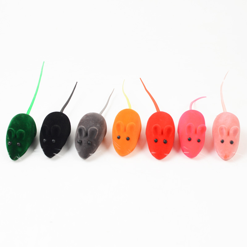 Wholesale Cat Toy Flocking Squeaky Mouse 2