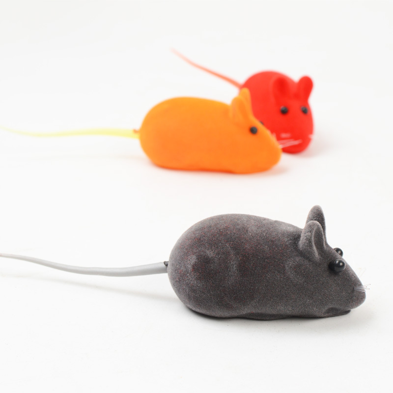 Wholesale Cat Toy Flocking Squeaky Mouse 3