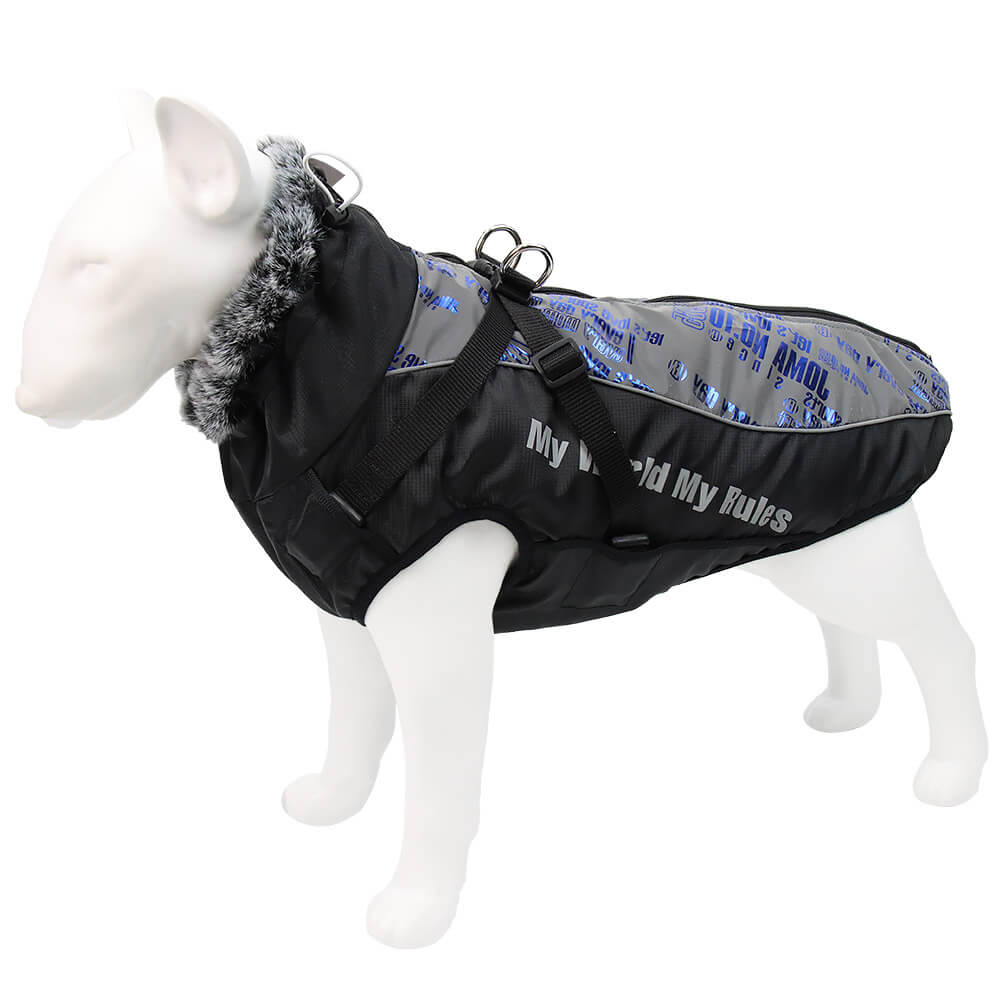 Wholesale Dog Jacket Waterproof Windproof Winter Coat shine blue