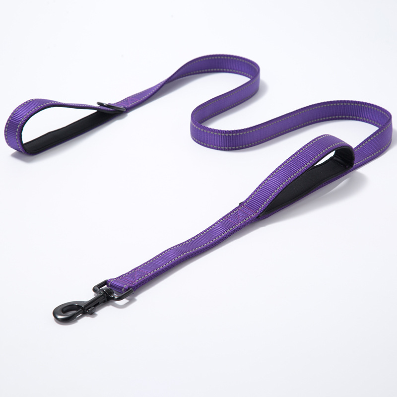Wholesale Double Handle Traffic Dog Leash Reflective purple