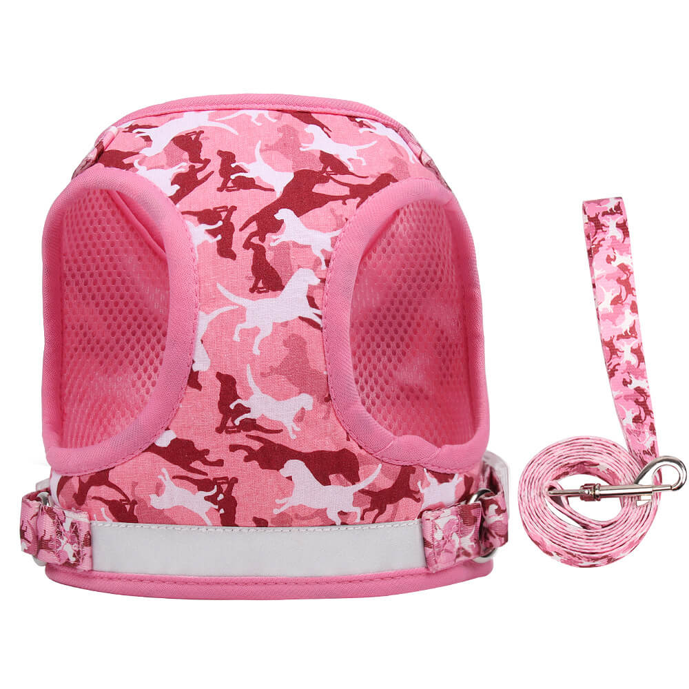 Wholesale Pet Supplies Dog Cat Harness Camouflage printing Pink
