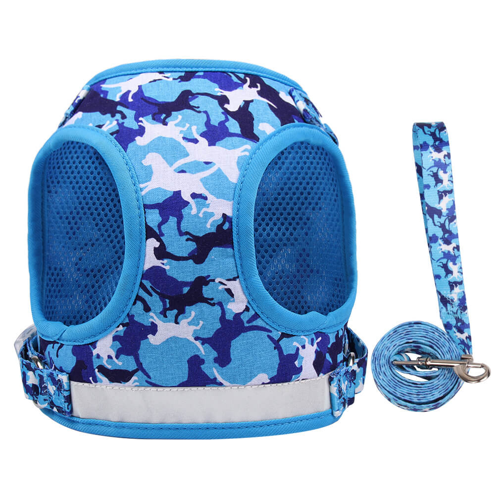 Wholesale Pet Supplies Dog Cat Harness Camouflage printing blue