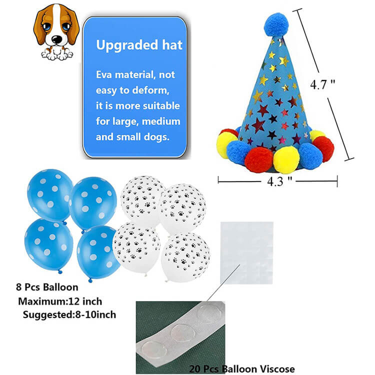 Dog Birthday Party Supplies Set Balloons Banner Hat Bandana (4)