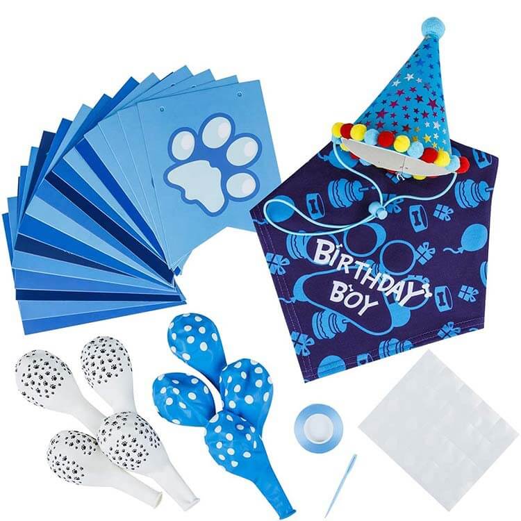 Dog Birthday Party Supplies Set Balloons Banner Hat Bandana (5)