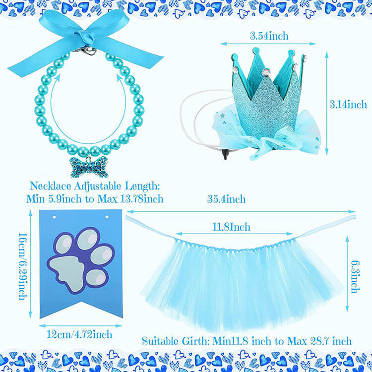 Dog Birthday Party Supplies Set Banner Necklace Hat Skirt (1)