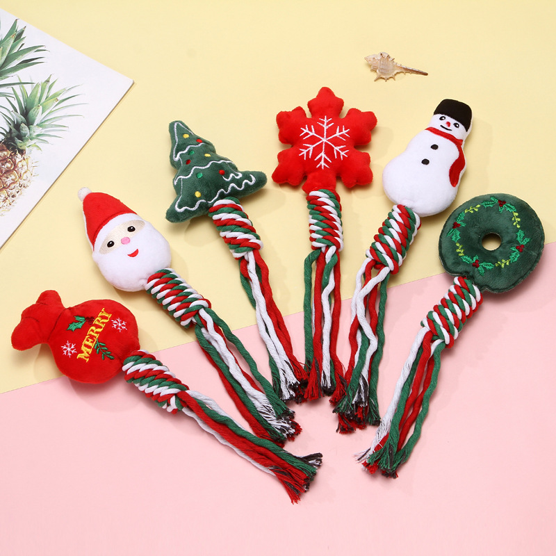 Juguetes navideños de peluche con cuerda para perros (1)