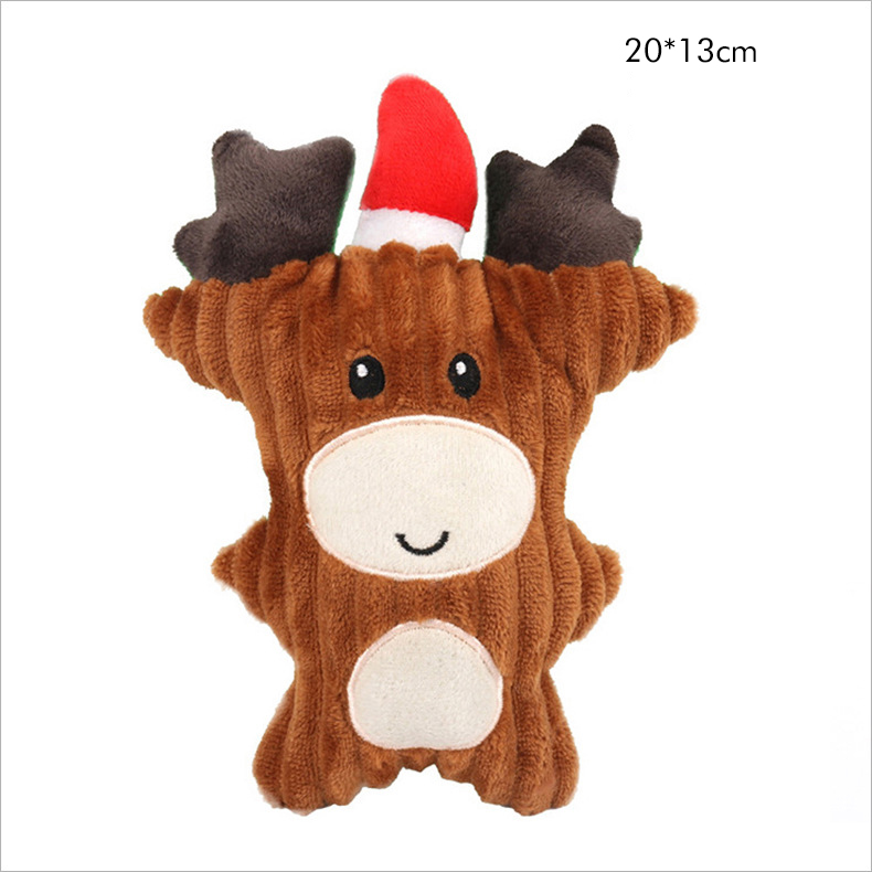Christmas Plush Santa Reindeer Snowflake Bear Dog Toys With Squeaker (10)