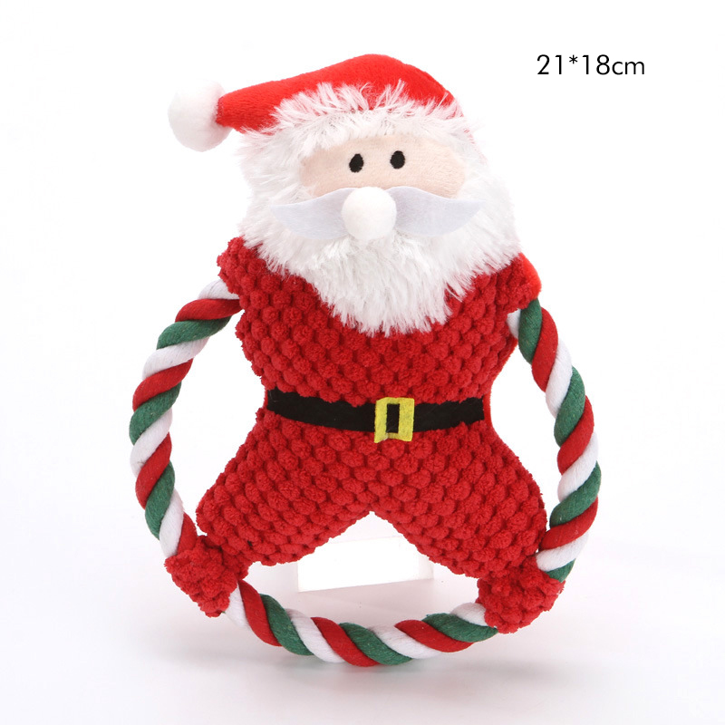 Christmas Plush Santa Reindeer Snowflake Bear Dog Toys With Squeaker (3)