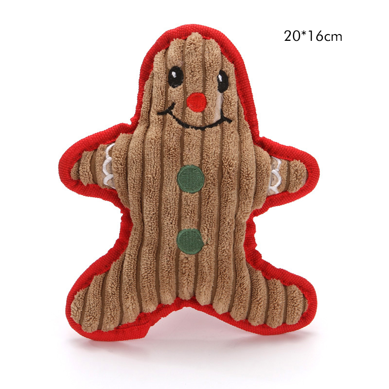 Christmas Plush Santa Reindeer Snowflake Bear Dog Toys With Squeaker (4)