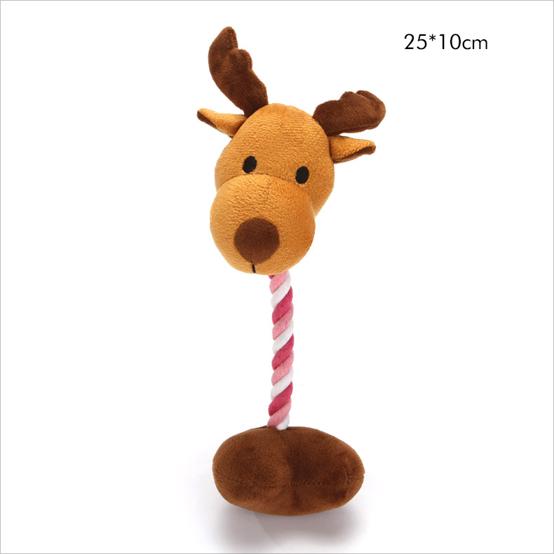 Christmas Plush Santa Reindeer Snowflake Bear Dog Toys With Squeaker 7