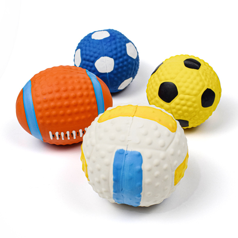 Wholesale Football Basketball Baseball Tennis Squeaky Latex Rubber Dog Toy Balls (1)