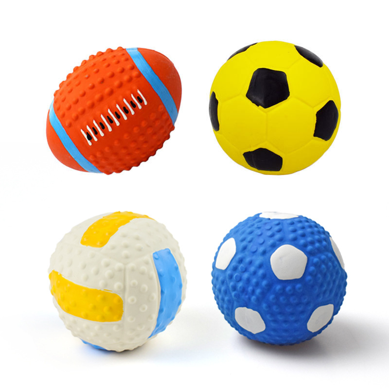 Wholesale Football Basketball Baseball Tennis Squeaky Latex Rubber Dog Toy Balls (2)