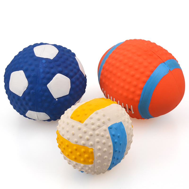 Wholesale Football Basketball Baseball Tennis Squeaky Latex Rubber Dog Toy Balls (3)